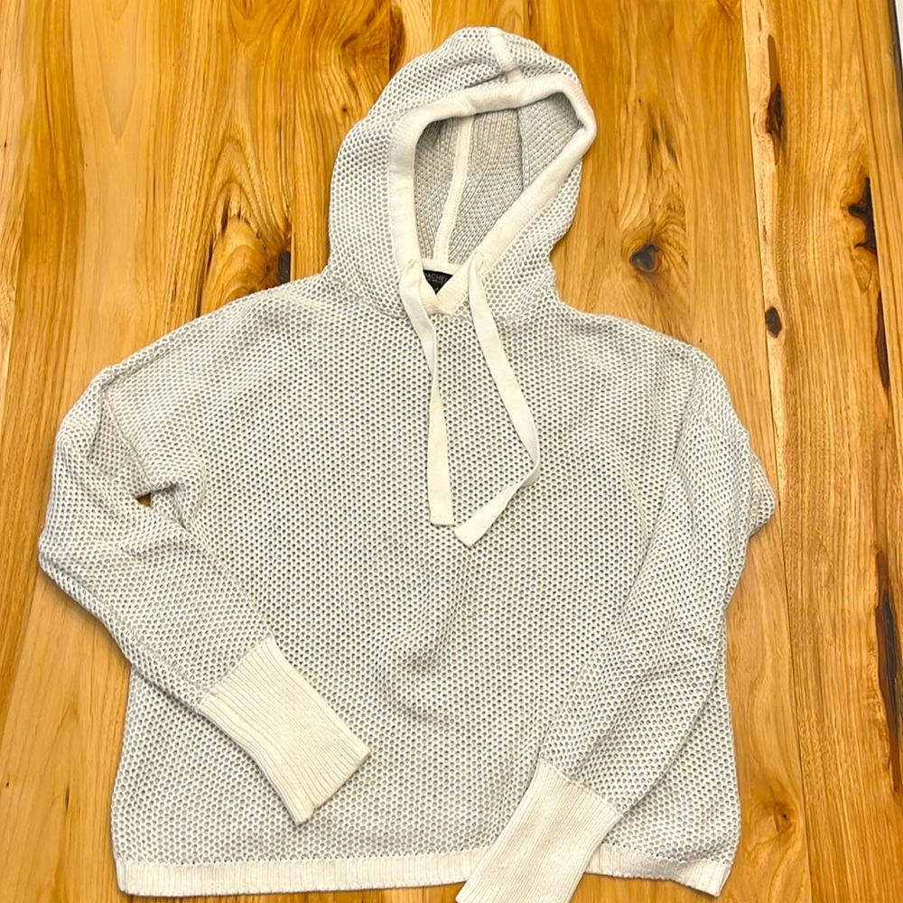 open knit hooded sweater